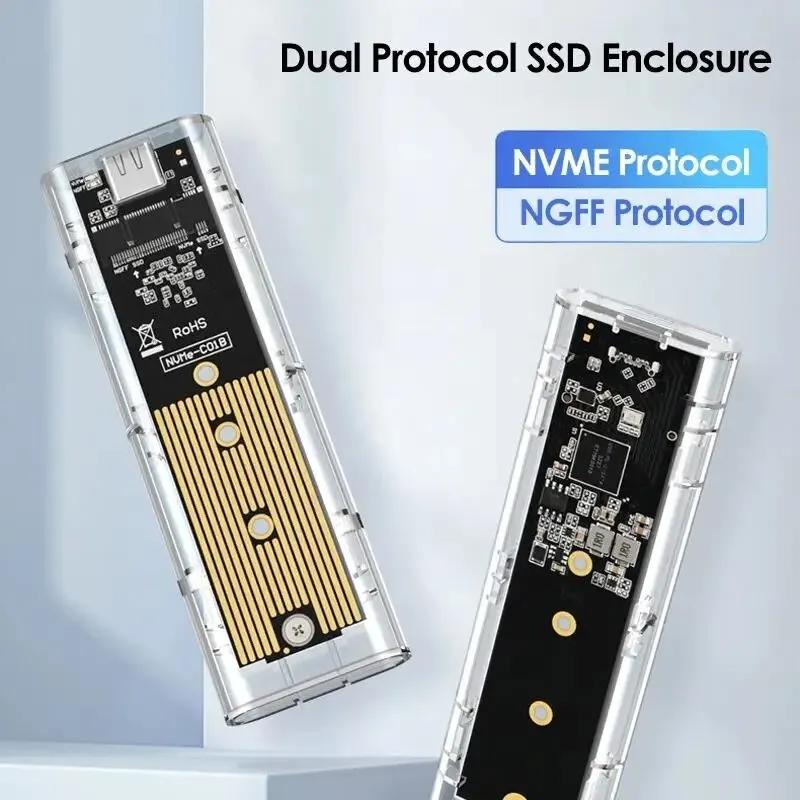 M.2 NVME PCIe NGFF SATA   SSD ̽,  USB C Ÿ, 10Gbps PCI-E M2 SSD,   Ŭ ϵ ũ ڽ